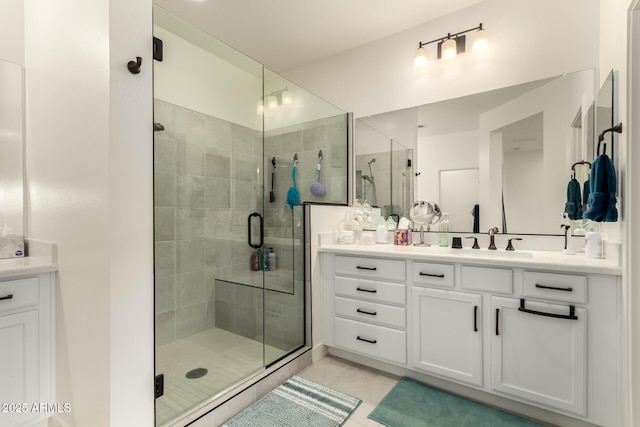 10545 E Texas Ave, Mesa, AZ 85212 - full bathroom featuring vanity, a shower stall, and tile patterned floors