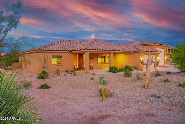 view of front of property with a garage