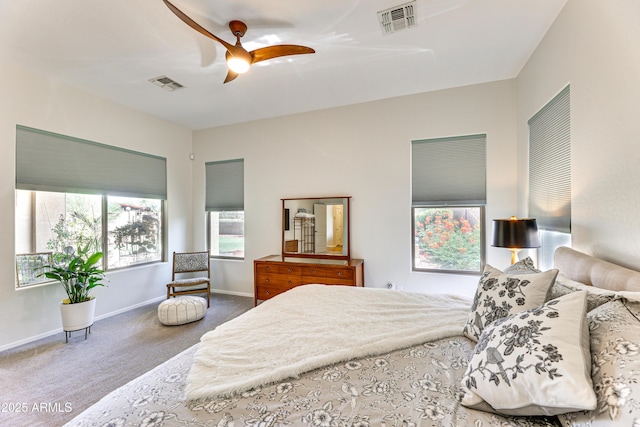 bedroom with carpet floors and ceiling fan