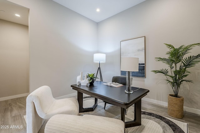 office area with light wood-type flooring