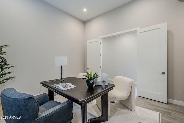 office space featuring light wood-type flooring