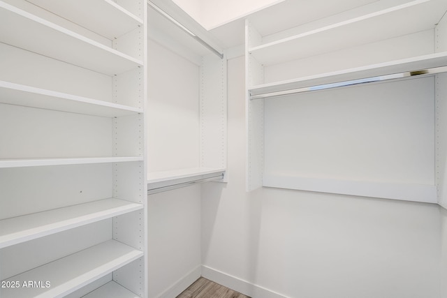 spacious closet with light hardwood / wood-style floors