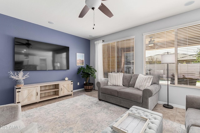 view of tiled living room