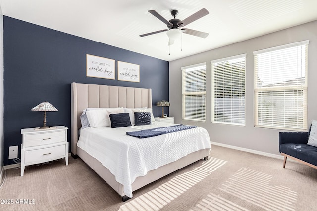 bedroom with carpet flooring and ceiling fan