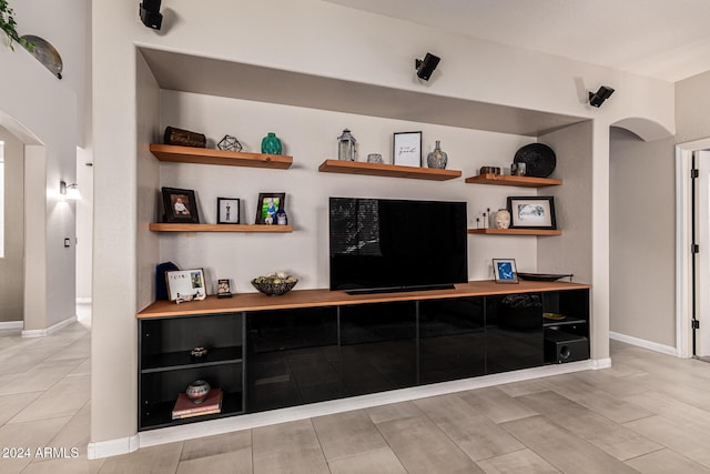 living room with light wood-type flooring