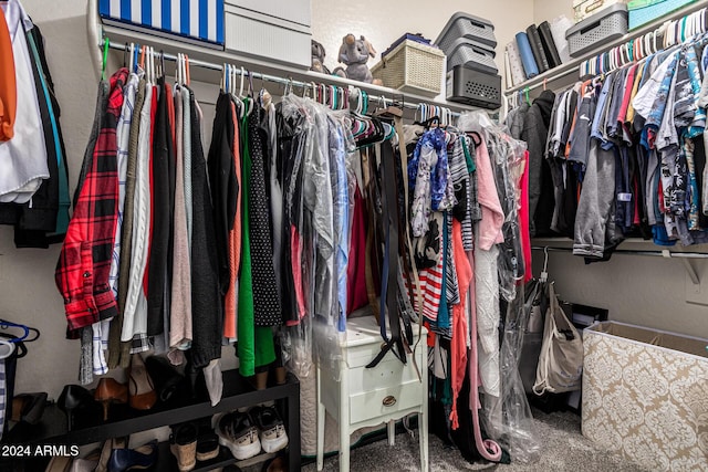 spacious closet with carpet flooring