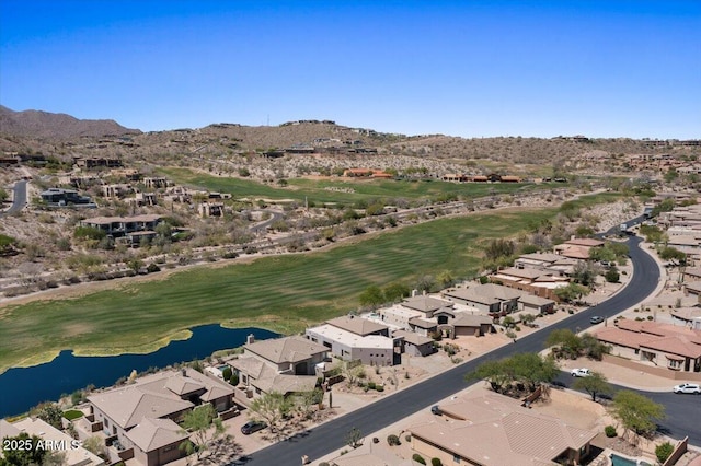 9432 N Longfeather, Fountain Hills, AZ 85268 - aerial view of property and surrounding area with a water and mountain view, nearby suburban area, and a local golf course