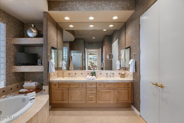 9432 N Longfeather, Fountain Hills, AZ 85268 - full bathroom with a garden tub, recessed lighting, and double vanity
