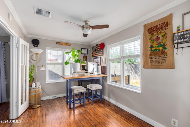 office space featuring plenty of natural light and wood-type flooring