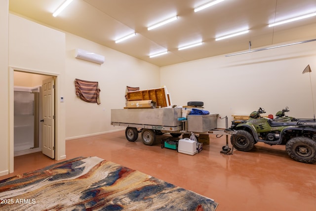 garage with an AC wall unit