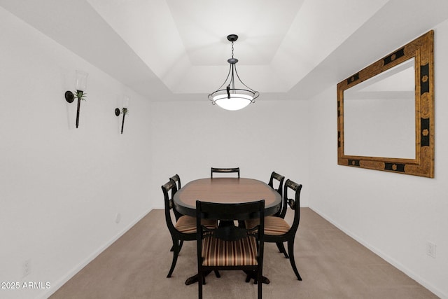 8651 E Royal Palm Rd Unit 121, Scottsdale, AZ 85258 - dining room featuring a tray ceiling and light colored carpet