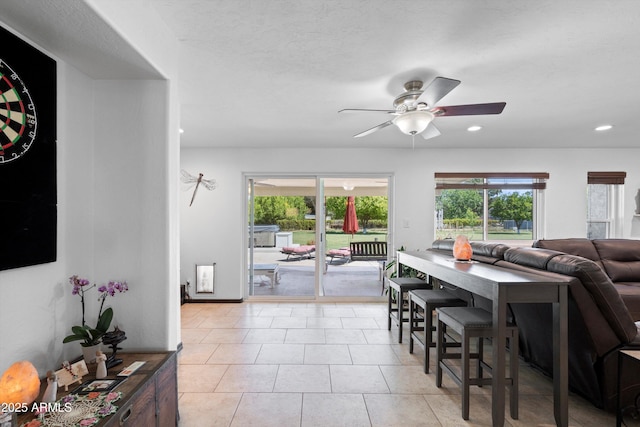 10532 W Catalina Dr, Avondale, AZ 85392 - dining space featuring a ceiling fan, recessed lighting, and light tile patterned floors