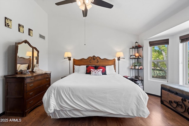 10532 W Catalina Dr, Avondale, AZ 85392 - bedroom featuring lofted ceiling, wood finished floors, ceiling fan, and access to exterior