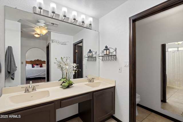 10532 W Catalina Dr, Avondale, AZ 85392 - ensuite bathroom with tile patterned flooring, toilet, ceiling fan, and double vanity