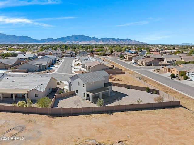 drone / aerial view featuring a mountain view