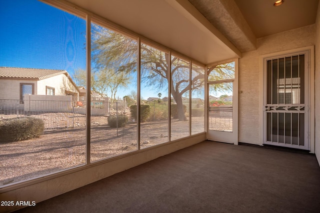 view of unfurnished sunroom