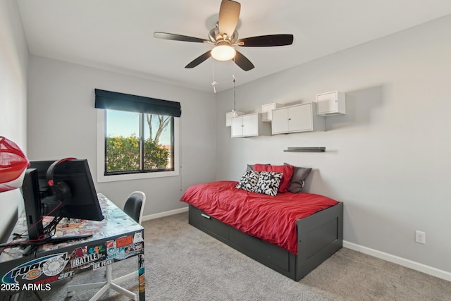 8730 E Montecito Ave, Scottsdale, AZ 85251 - bedroom with baseboards, a ceiling fan, and carpet flooring