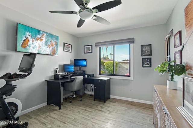 8730 E Montecito Ave, Scottsdale, AZ 85251 - office with a ceiling fan, baseboards, and light wood-style flooring