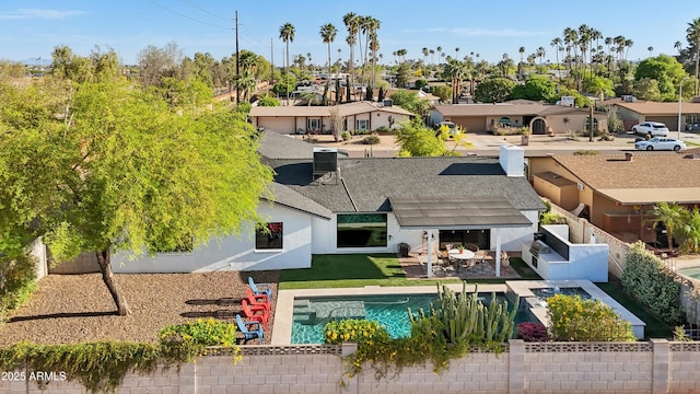 8730 E Montecito Ave, Scottsdale, AZ 85251 - exterior space with a fenced backyard, a patio, and a residential view