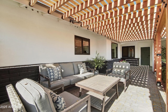 8730 E Montecito Ave, Scottsdale, AZ 85251 - view of patio / terrace featuring a pergola and an outdoor living space
