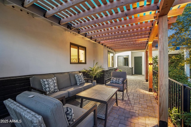 8730 E Montecito Ave, Scottsdale, AZ 85251 - view of patio / terrace featuring a pergola and an outdoor hangout area