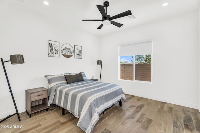 20716 E Pummelos Rd, Queen Creek, AZ 85142 - bedroom featuring recessed lighting, wood finished floors, and ceiling fan