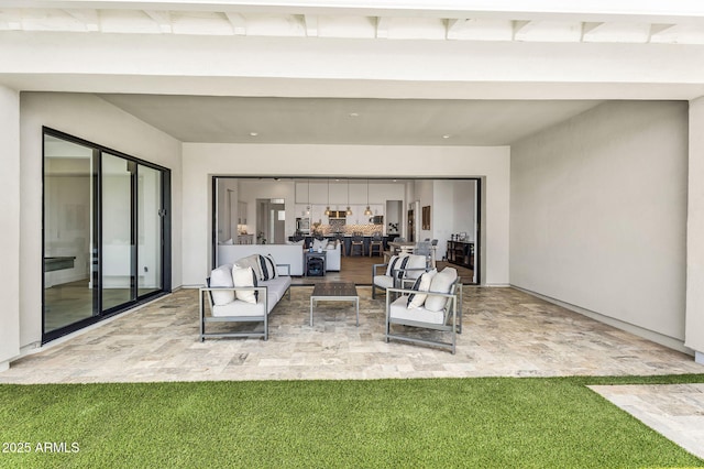 20716 E Pummelos Rd, Queen Creek, AZ 85142 - view of patio / terrace featuring an outdoor living space and a garage