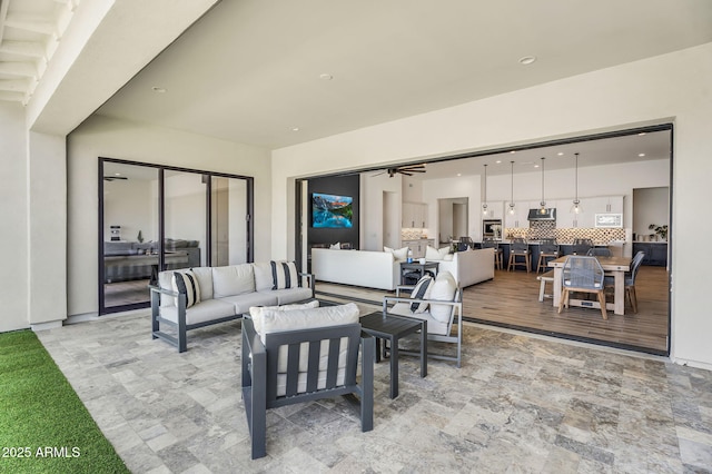 20716 E Pummelos Rd, Queen Creek, AZ 85142 - living area featuring recessed lighting and a ceiling fan