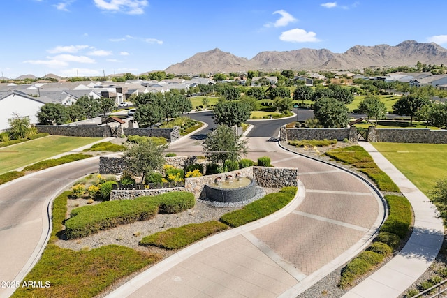 20716 E Pummelos Rd, Queen Creek, AZ 85142 - view of community featuring a residential view, curved driveway, and a mountain view