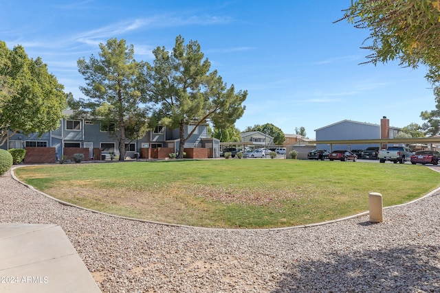 view of yard with a carport