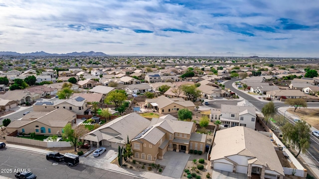 aerial view featuring a mountain view and a residential view