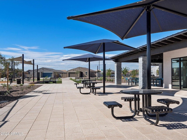 view of community with a patio area