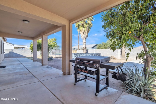 view of patio with area for grilling