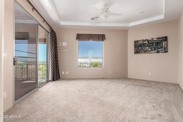 10657 E Cloudview Ave, Gold Canyon, AZ 85118 - spare room featuring carpet, a tray ceiling, and visible vents