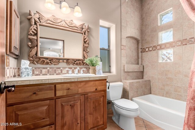 10657 E Cloudview Ave, Gold Canyon, AZ 85118 - full bath with vanity, tile patterned flooring, shower / bathtub combination, and toilet