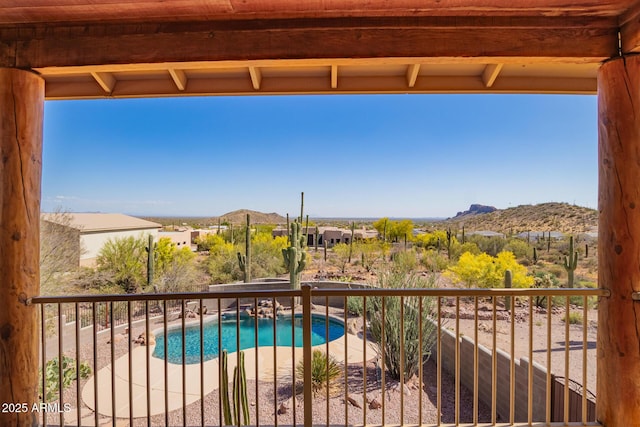 10657 E Cloudview Ave, Gold Canyon, AZ 85118 - exterior space featuring a fenced in pool and a mountain view