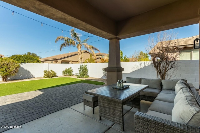 view of patio with an outdoor living space