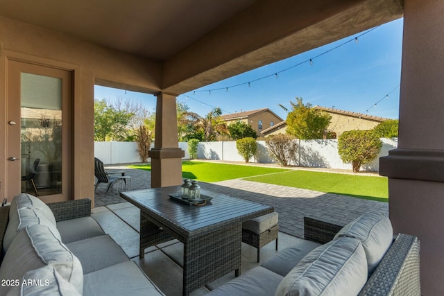 view of patio / terrace with an outdoor living space