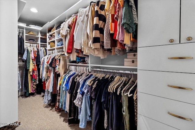 spacious closet with carpet floors