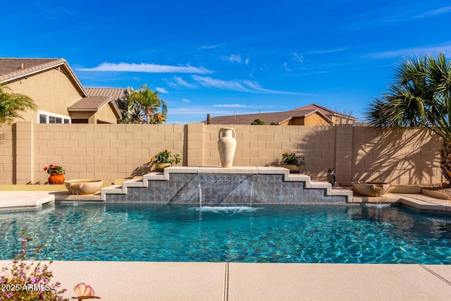 view of pool with a fenced backyard and a fenced in pool