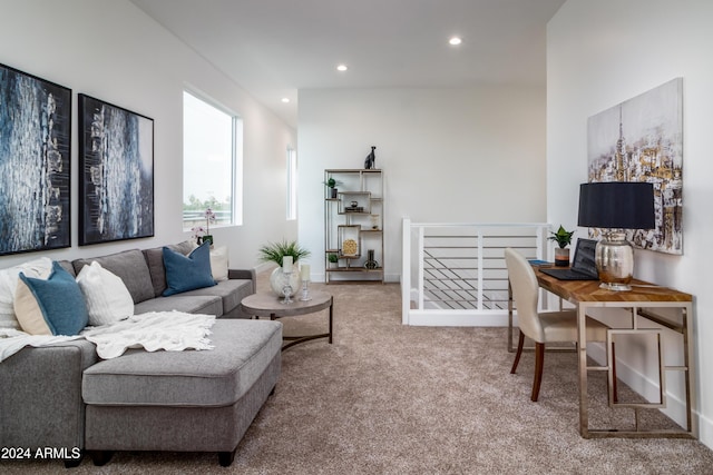 living room with carpet