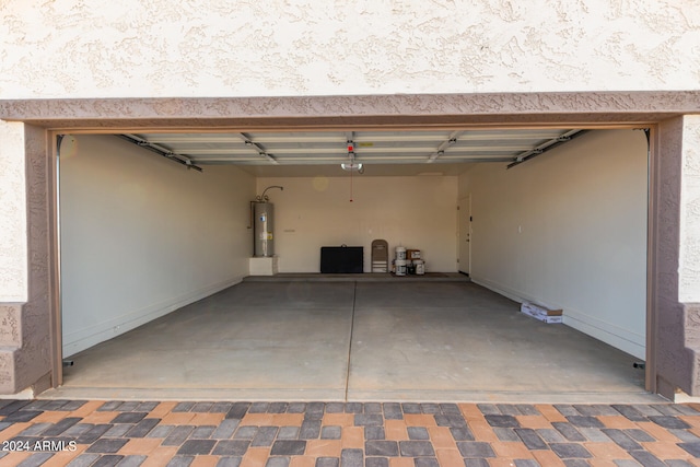 garage featuring water heater