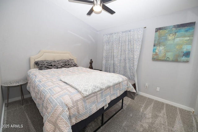 bedroom with carpet flooring and ceiling fan