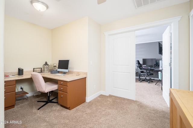 view of carpeted home office