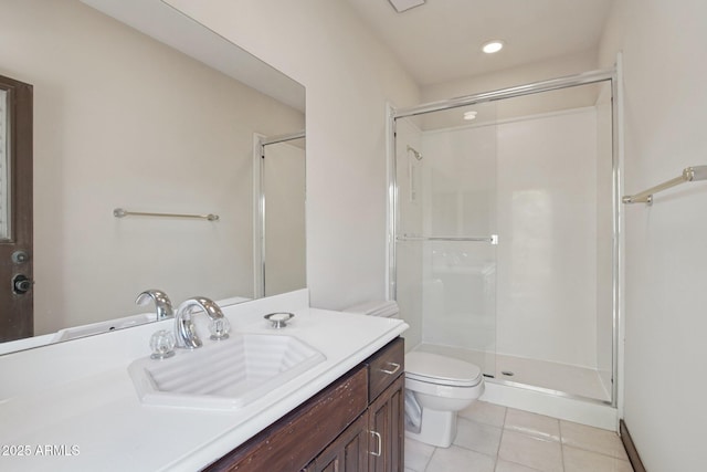 1330 N 40th St Unit 1, Mesa, AZ 85205 - bathroom featuring tile patterned flooring, a shower stall, and vanity