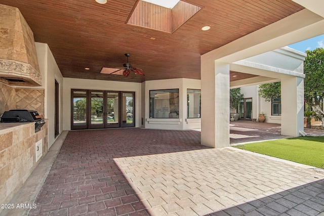 1330 N 40th St Unit 1, Mesa, AZ 85205 - view of patio / terrace featuring french doors, a ceiling fan, and area for grilling