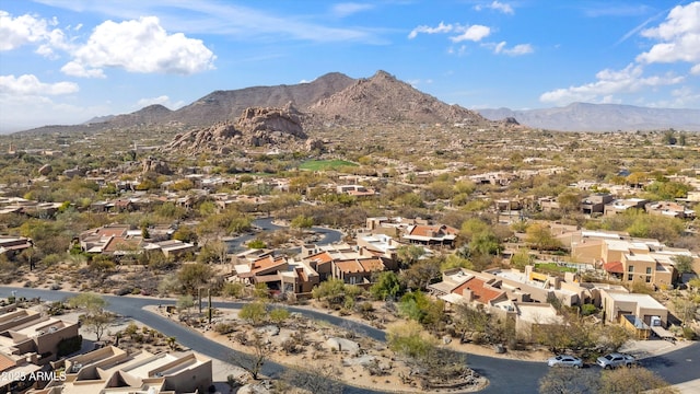 bird's eye view with a residential view and a mountain view