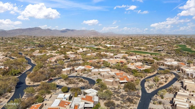 birds eye view of property featuring a residential view and a mountain view