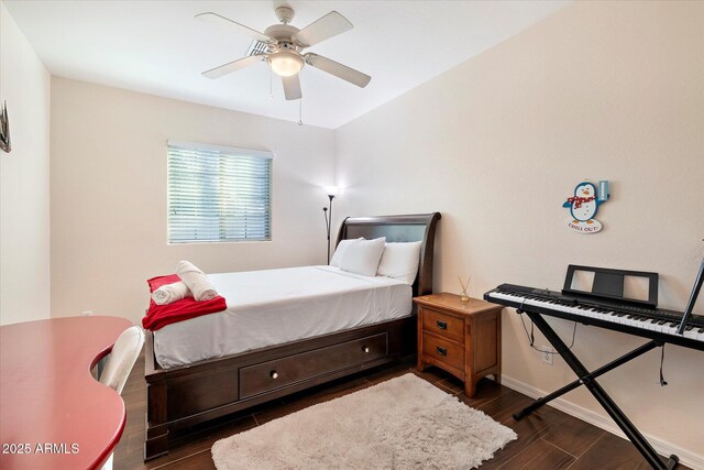 4032 S Santa Rita Pl, Chandler, AZ 85249 - bedroom featuring dark wood-type flooring and ceiling fan