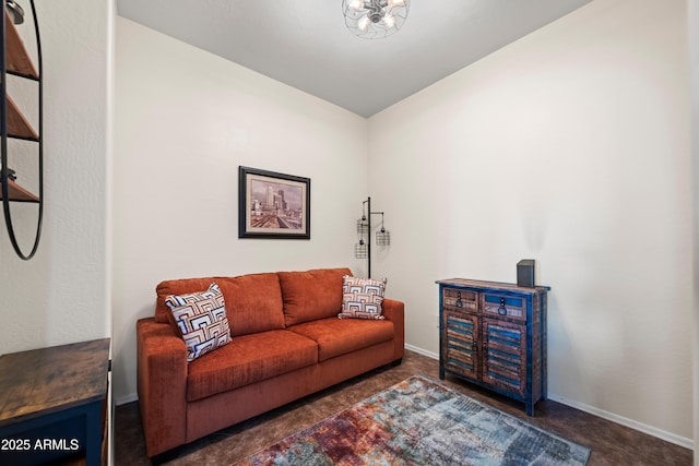 living room featuring baseboards